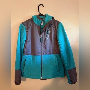 Free Country Teal/Gray Zip Up Women’s Fleece Jacket S
